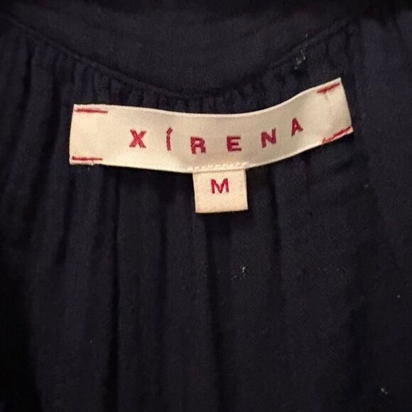 Xirena Popover Top Size M 100% Cotton Navy Blue - Picture 4 of 5